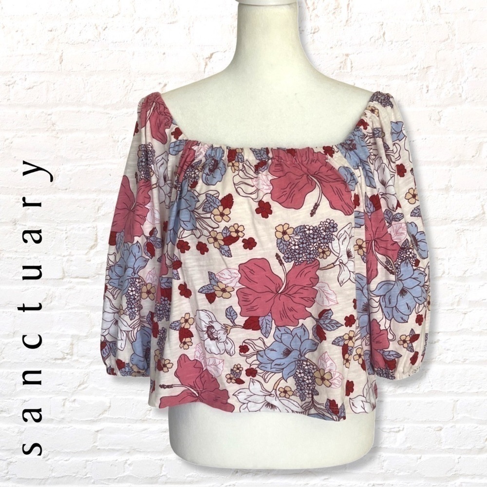 Sanctuary Chloe Square Neck Off the Shoulder Peasant Blouse Size Small - Picture 8 of 9